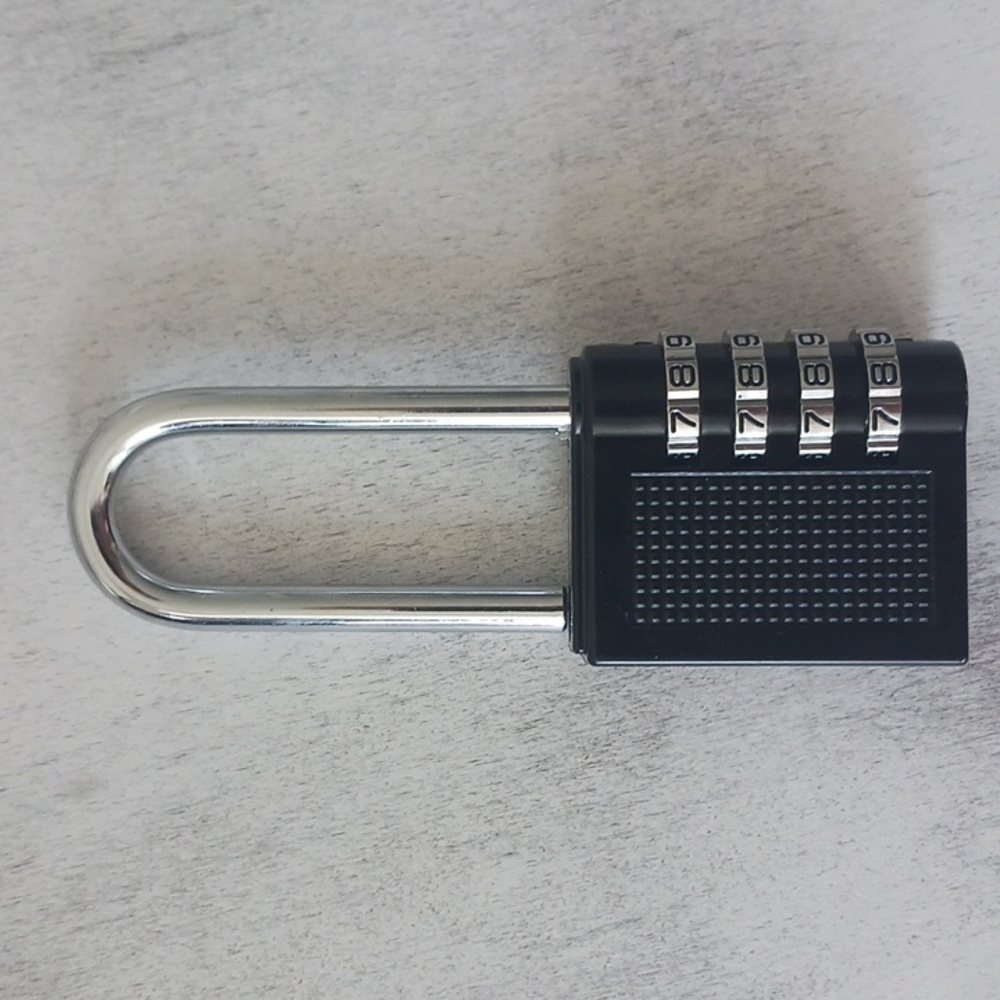 U Shaped 4-Digit Combination Padlock in Black and Silver